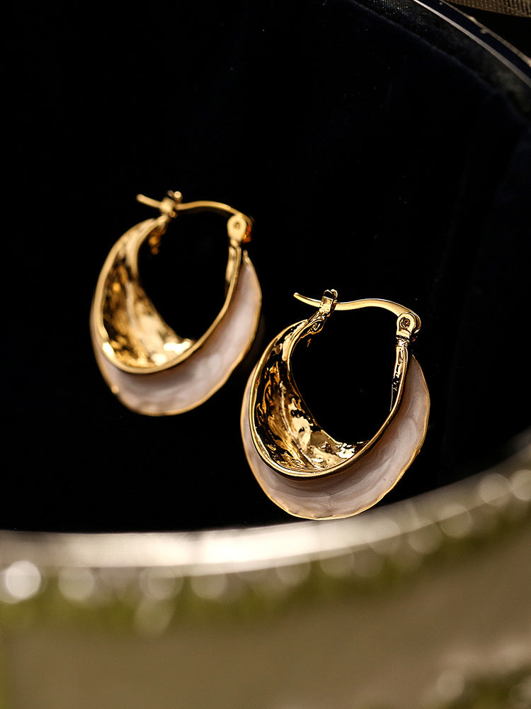 Boucles d'oreilles cercle français émaillées goutte à goutte pour femmes
