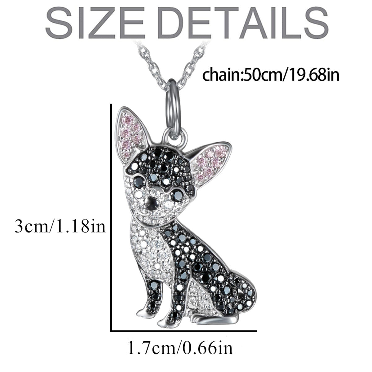 Collier pendentif chien chihuahua noir en alliage de zinc