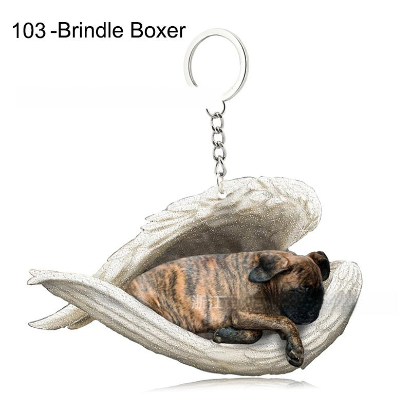 New Unique Dogs And Cats Sleeping Angel Pendant Car Key Ring