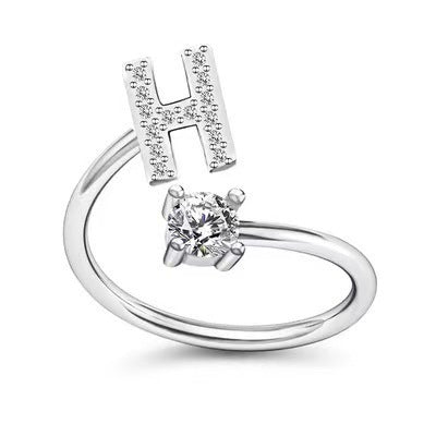 Female Stylish Adjustable Zircon 26 Letters Ring