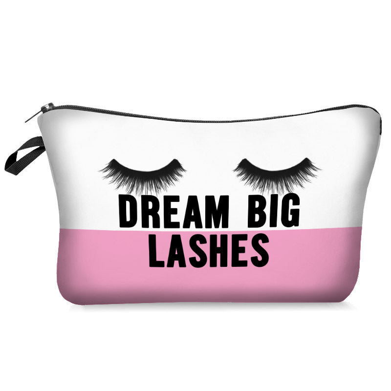 Sac de rangement de sac de maquillage avec lettres de cils de brosse de Mascara d'impression numérique