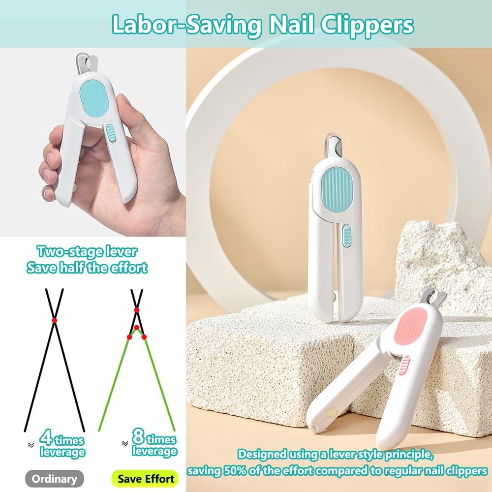 Coupe-ongles pour chiens et chats, coupe-ongles pour animaux de compagnie avec lumière LED et coupe-pattes de chat à trou circulaire pour éviter les coupes excessives
