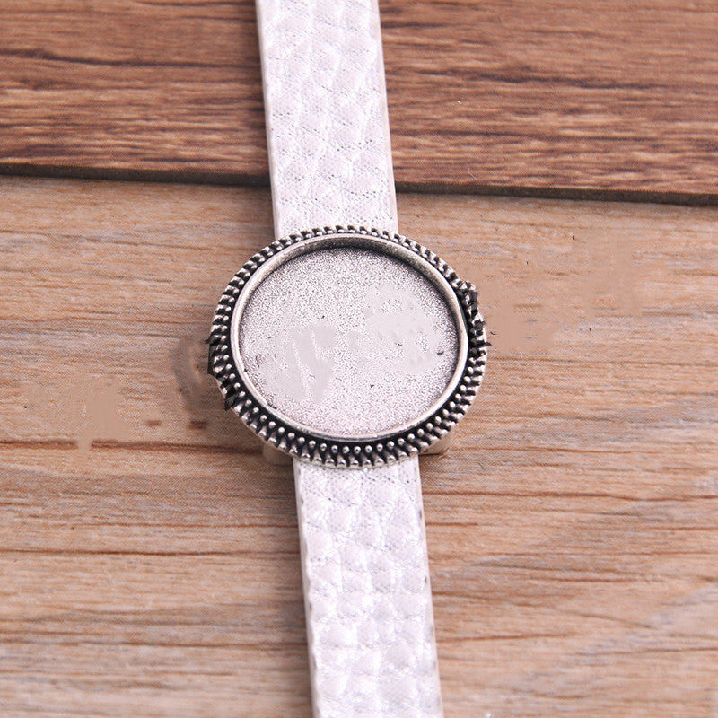 Simple Fashion Bracelet PU Leather Alloy Base Support Buckle 18mm DIY Bracelet