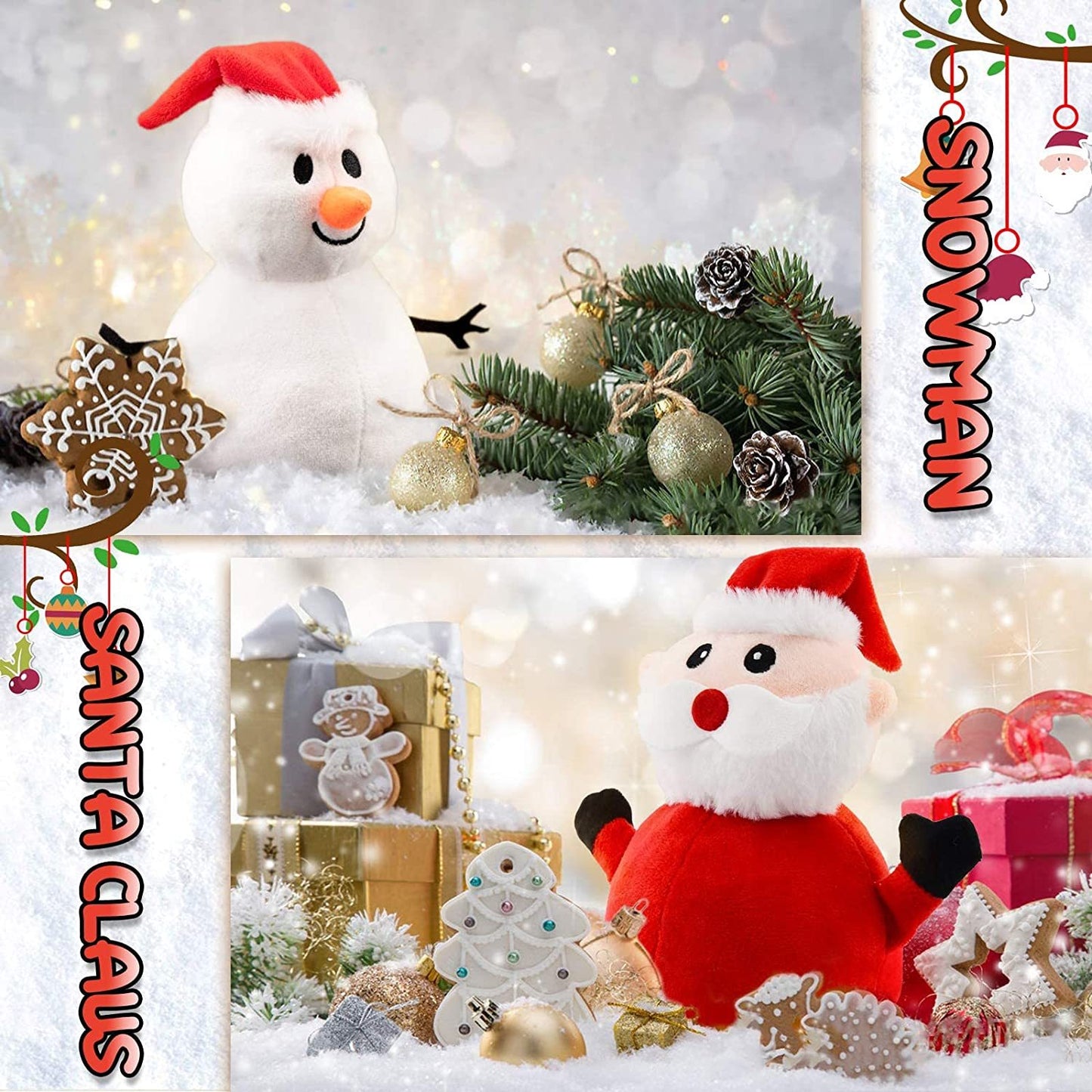 Père Noël en peluche bonhomme de neige en peluche réversible Noël Père Noël double face en peluche douce poupée cadeau d'anniversaire de nouvel an pour enfants Plateforme Amazon interdite