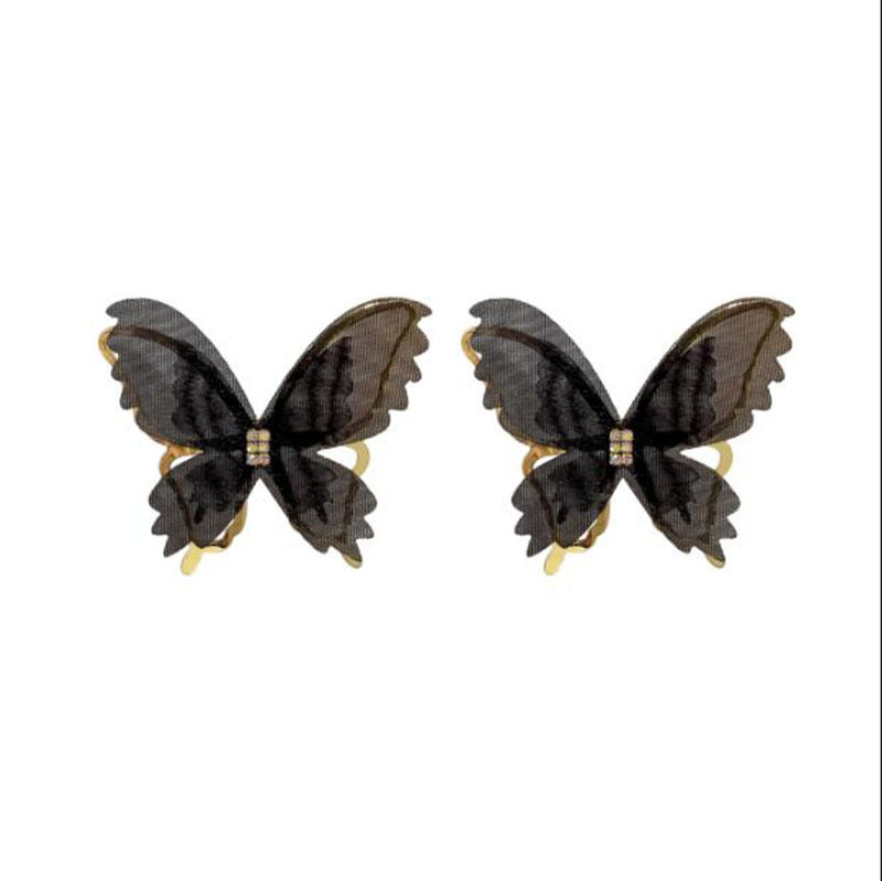 Clous papillon en maille creuse avec aiguille en argent sterling, super fée romantique française