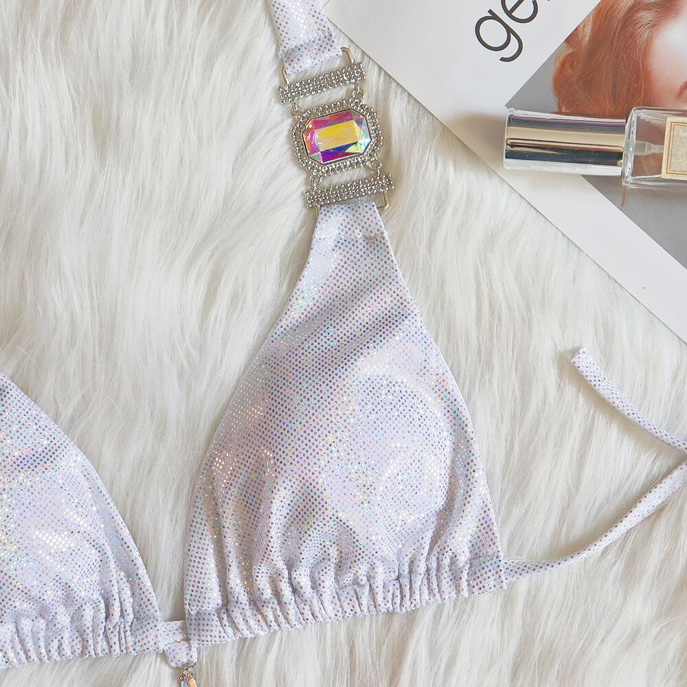 Ensemble bikini à paillettes et liens à nouer