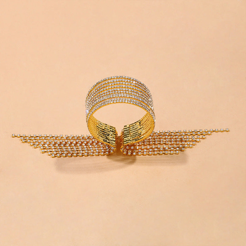 Bracelet multicouche en strass pour femme, pompon, soirée