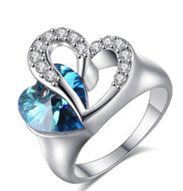 Bague cœur d'océan en cristal saphir Titanic