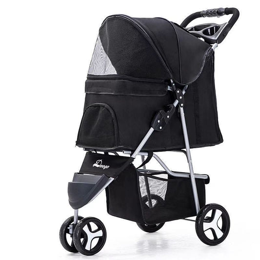 Carrito plegable ligero para mascotas, cochecito para perros y gatos, cochecito para mascotas de tres ruedas, suministros para cochecito para perros