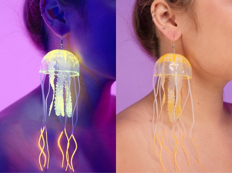 Boucles d'oreilles de fête à pampilles de méduses fluorescentes