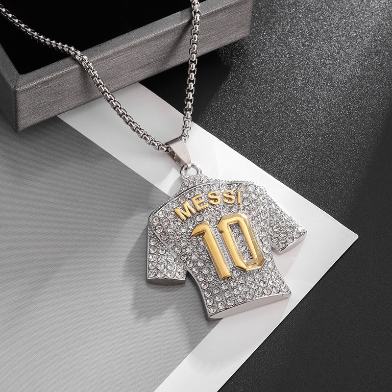 Hip Hop Titanium Steel Gold Plated Diamond Pendant Necklace