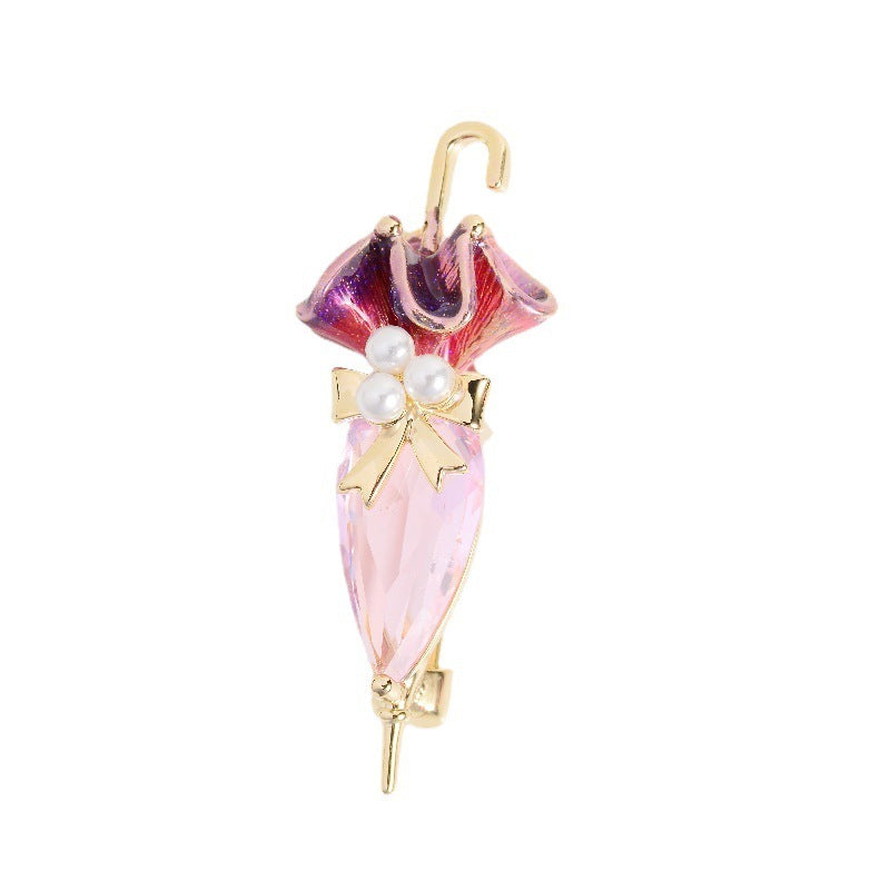 Accessoires créatifs d'épingle de vêtements de Zircon d'émail de parapluie