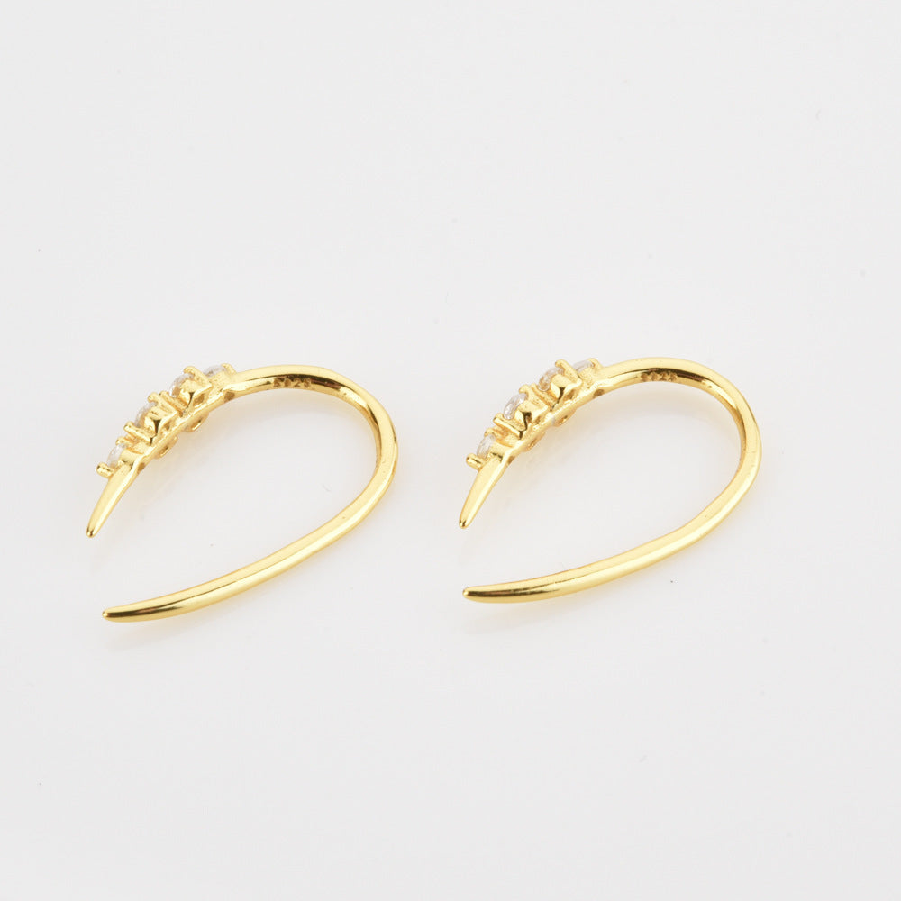 Boucles d'oreilles piercing en argent sterling S925 et zircon, clous d'oreilles