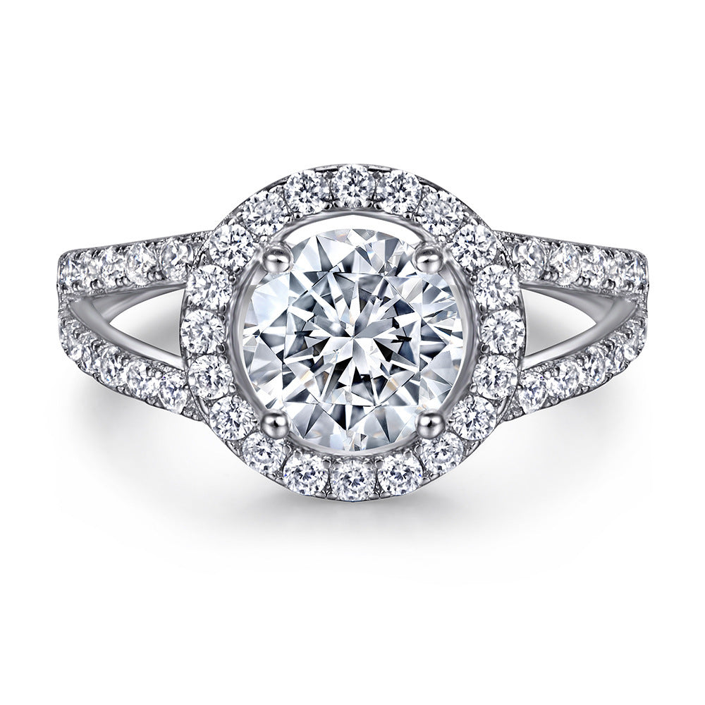 Silver Inlaid Zircon Gang Drill Combination Ring Set