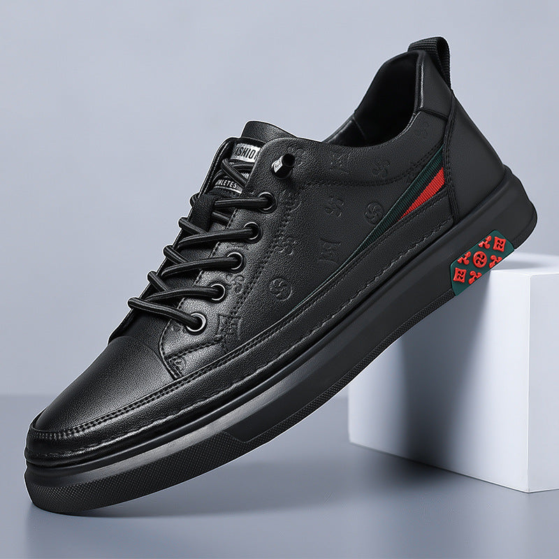 Chaussures de mode décontractées à fond souple pour hommes en peau de vache