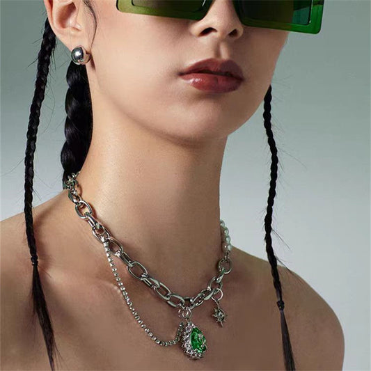 Collier de perles d'épissage de strass à la mode pour femmes