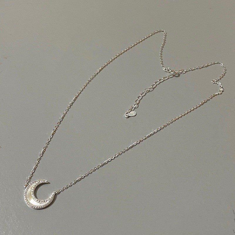 Whole Body 925 Silver Moon Necklace French Entry Lux