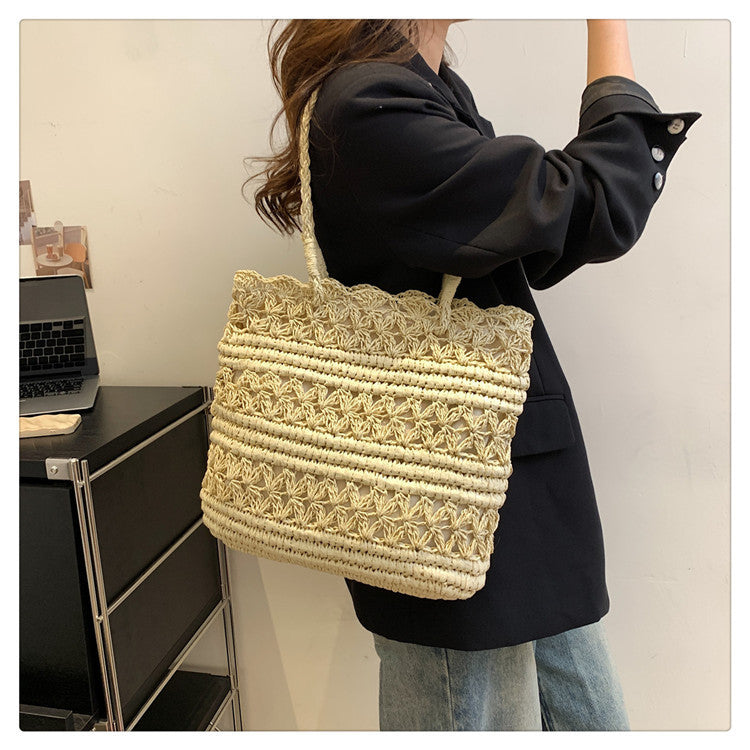 Sac à bandoulière creux tissé vintage français