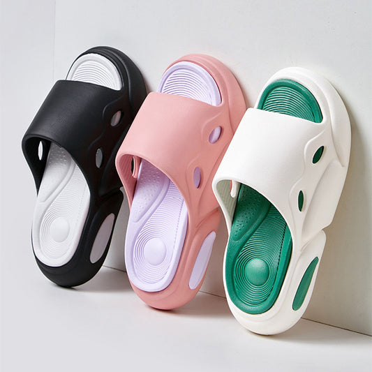Pantoufles bicolores pour femmes et hommes, pantoufles à semelles épaisses, chaussures de maison, de loisirs en plein air, de plage, d'été