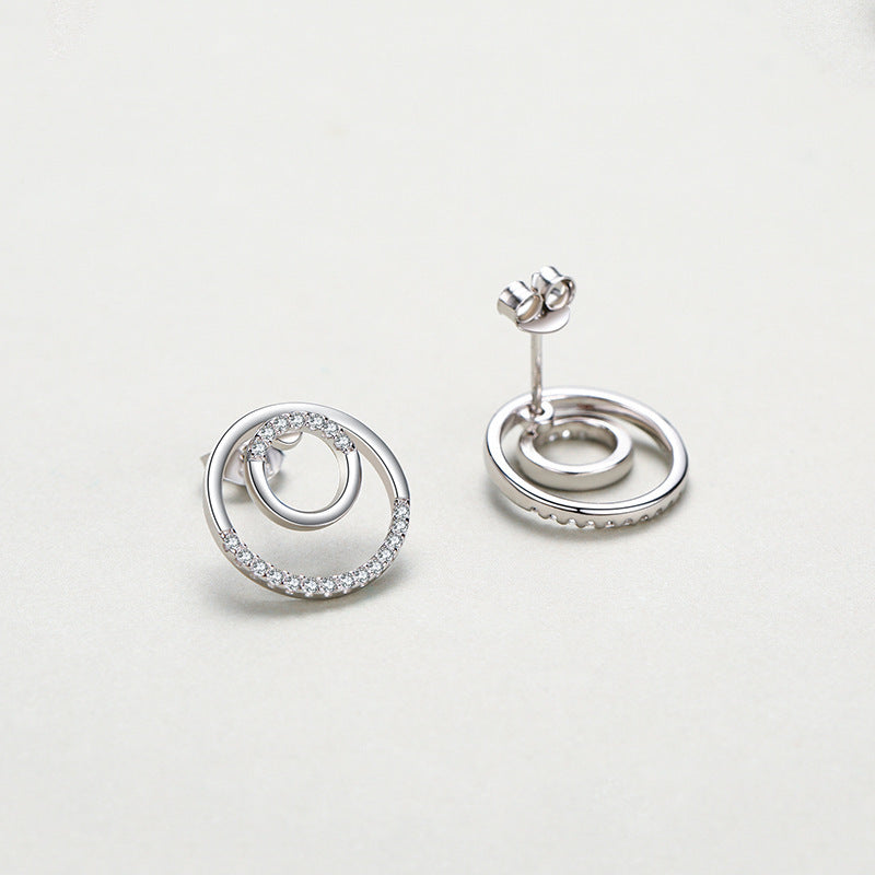 Boucles d'oreilles rondes élégantes en micro strass pour femmes