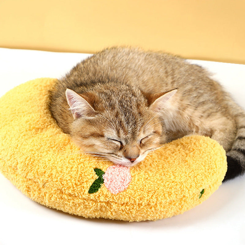 Oreiller en peluche pour chien et chat, oreiller en forme de lune endormie, petit chien