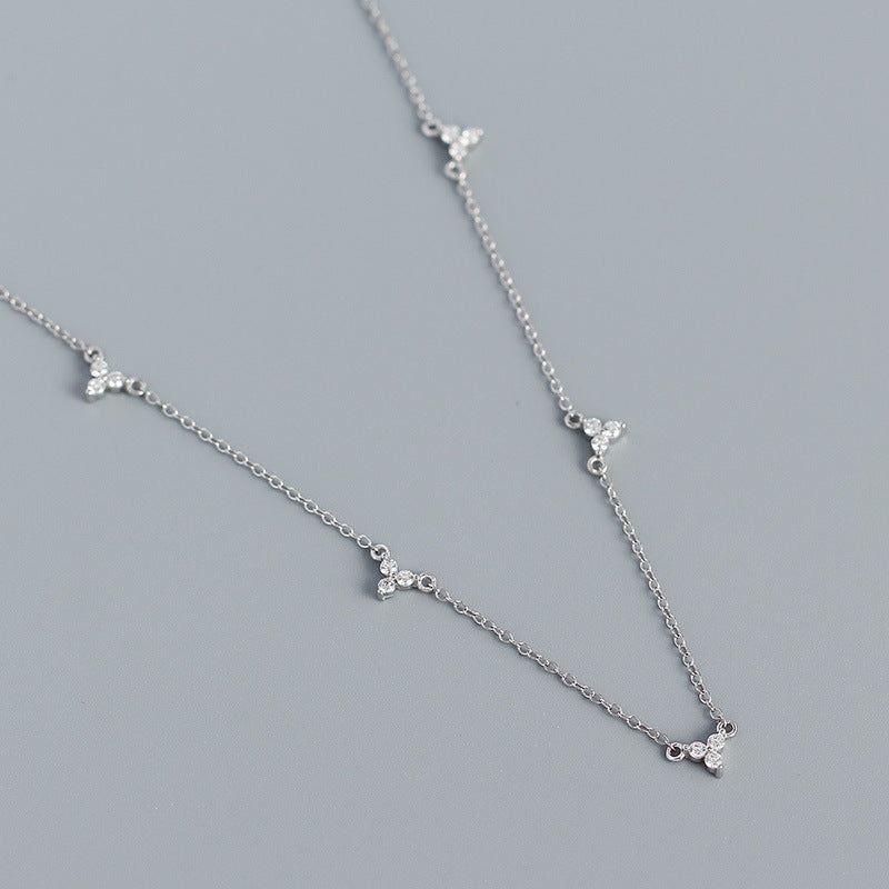 Collier géométrique en argent S925, européen et américain, micro-incrusté de trois zircons, Design