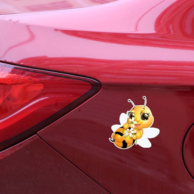 Autocollant de fenêtre de pare-chocs de carrosserie de voiture de petite abeille de dessin animé
