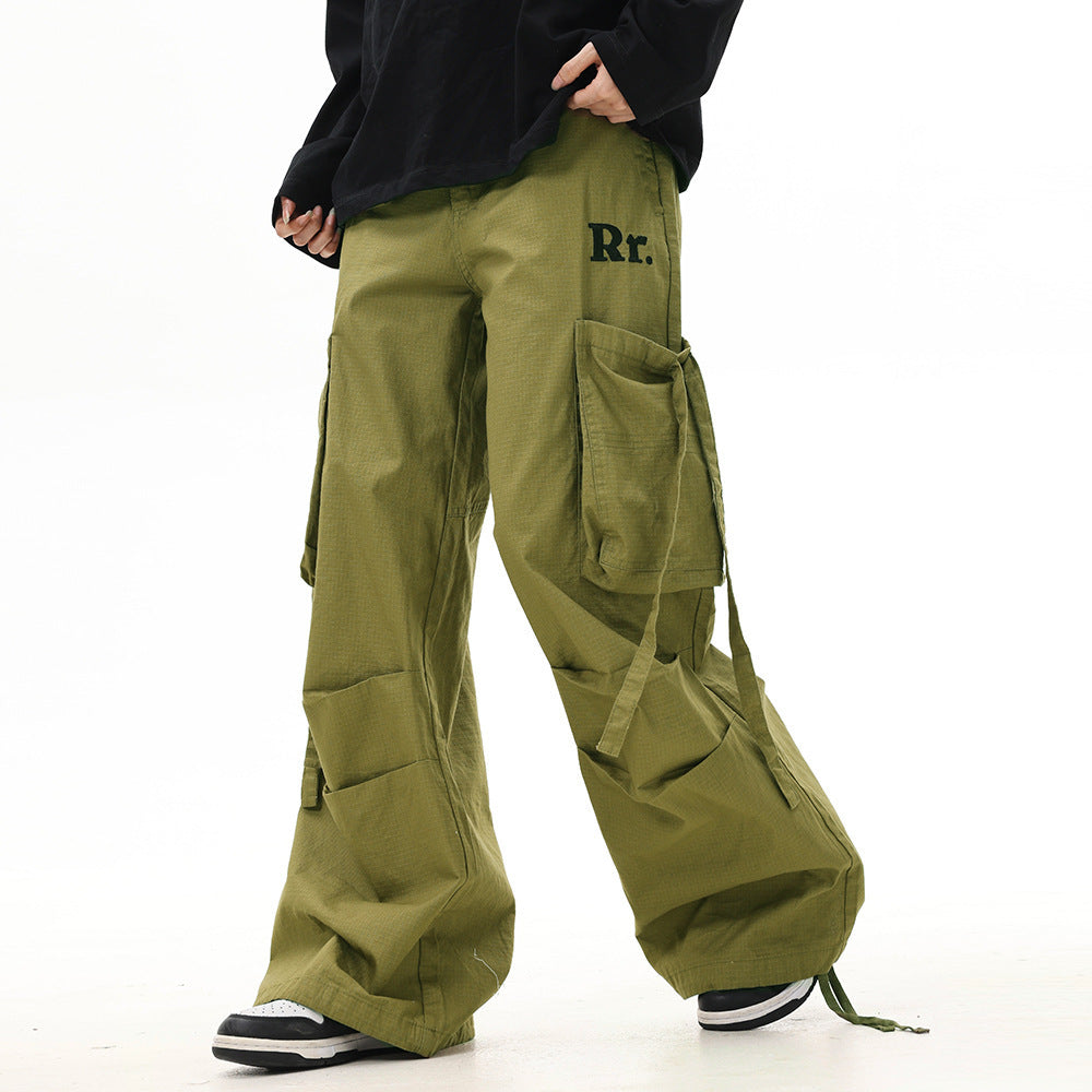Fashion Ribbon Large Pocket Overalls