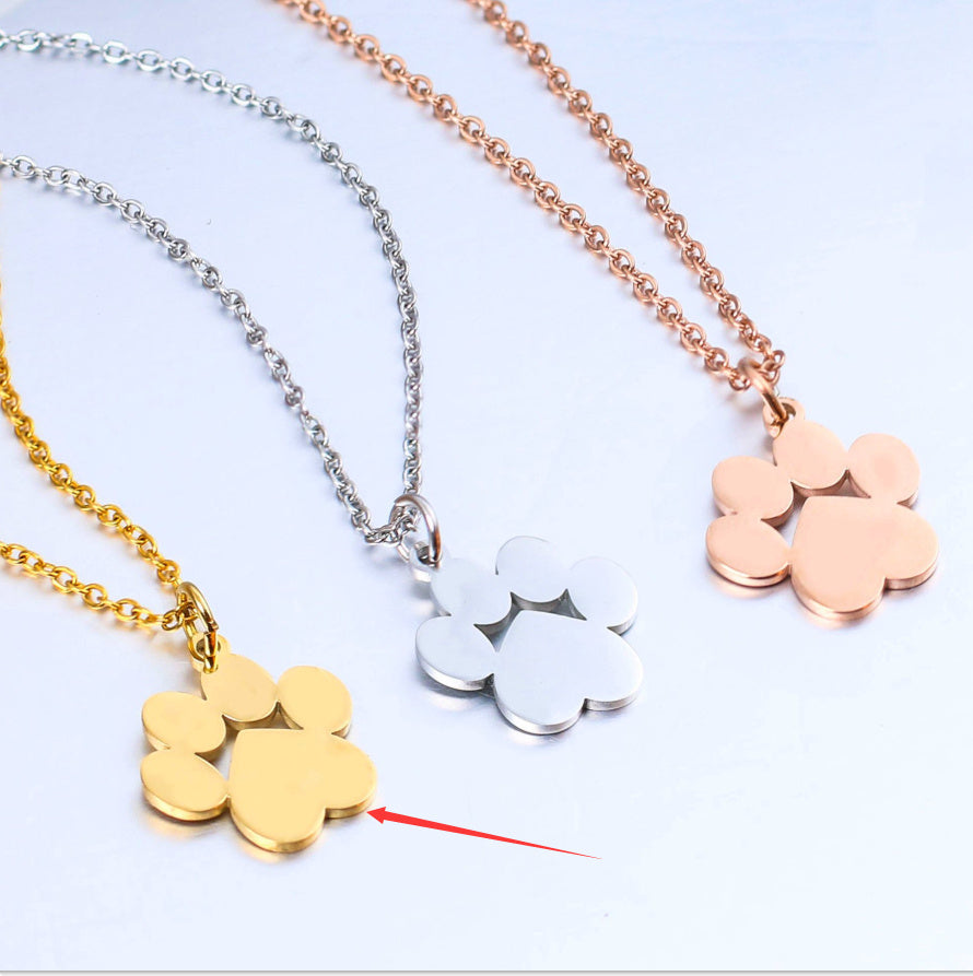 Collier avec lettres gravées en acier inoxydable, patte de chat et patte de chien