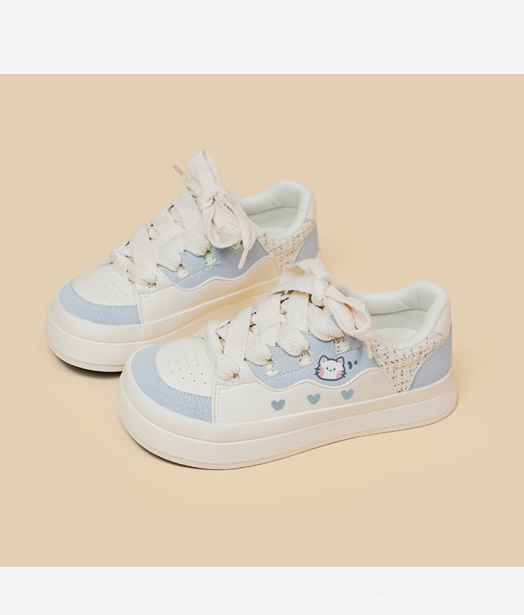 Baskets basses à lacets pour filles mignonnes, chaussures blanches