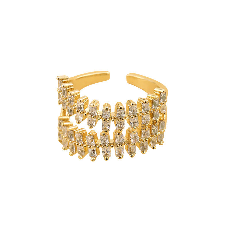 South Korea Light Luxury High Sense Elegant Zircon Ring Line Ins Style