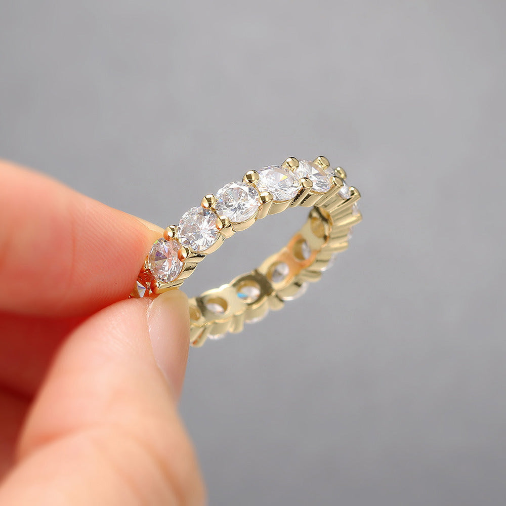 Full Diamond Round 4mm Engagement Women's Diamond Ring