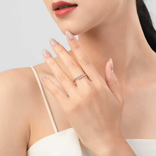 S925 Sterling Silver Geometric Ring European And American Niche Ins Design Diamond