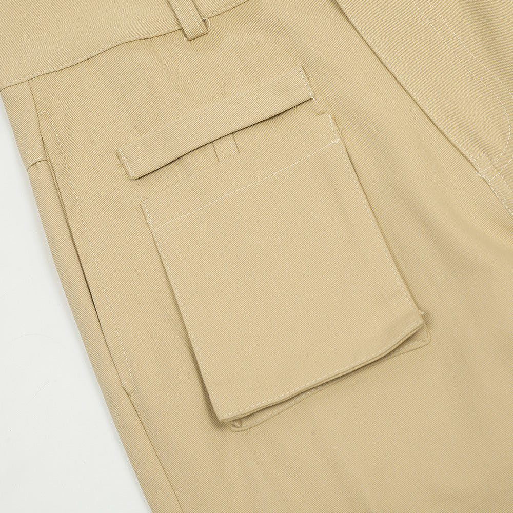 Multi-pocket Straight Cargo Pants Men's Loose