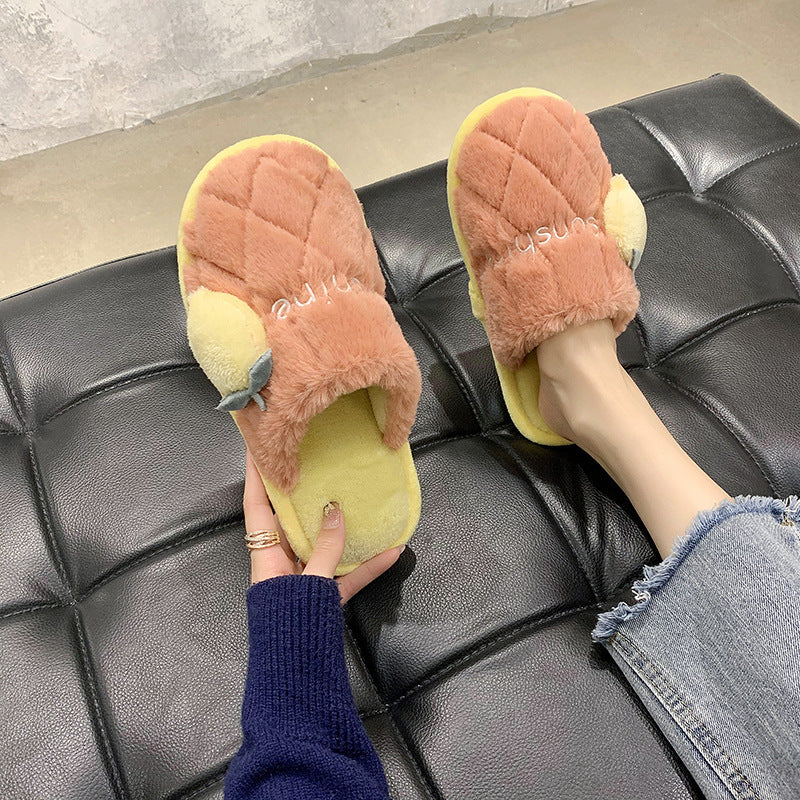 Fluffy Slippers Women's Cute Cartoon Indoor Mute