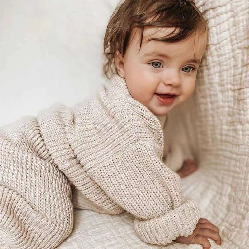 Suéter base coreano para niños de color sólido de manga larga