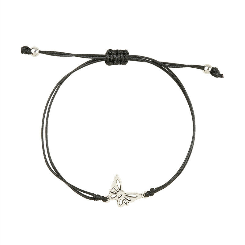 Butterfly Wax Line Woven Adjustable Card Bracelet Ornament