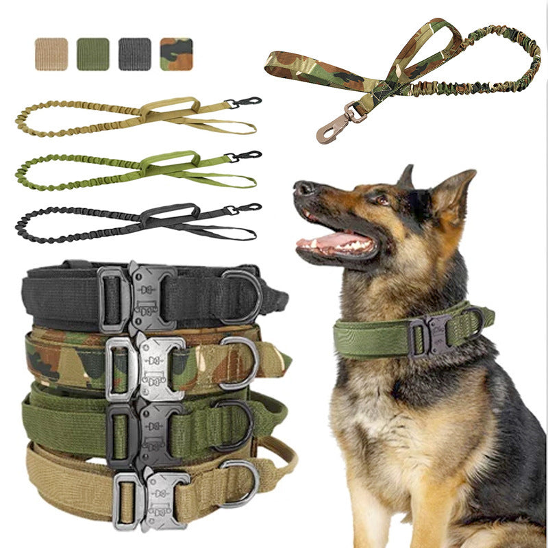 Ensemble collier et laisse tactiques pour chien, collier militaire réglable en Nylon pour chien