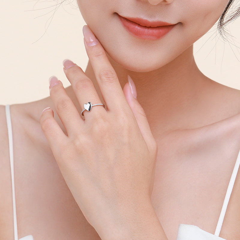 Women's Special-interest Design S925 Sterling Silver Heart-shaped Ring