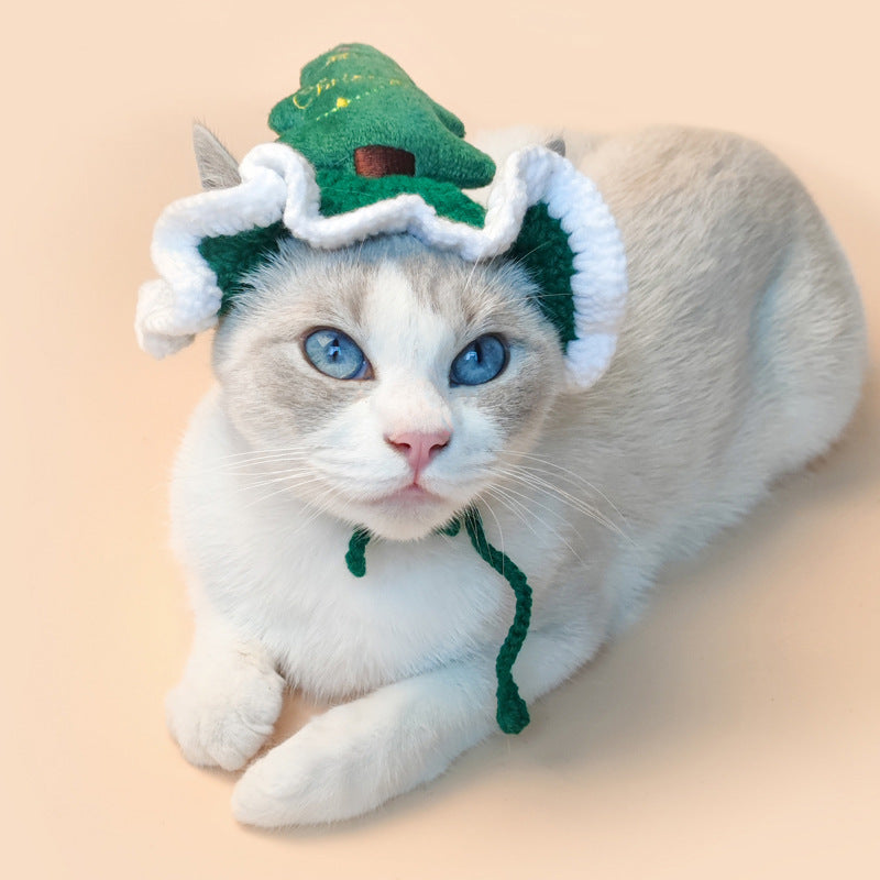 Couvre-tête d'arbre de noël pour animaux de compagnie, chapeaux crochetés tissés à la main pour chiens et chats, produits pour animaux de compagnie