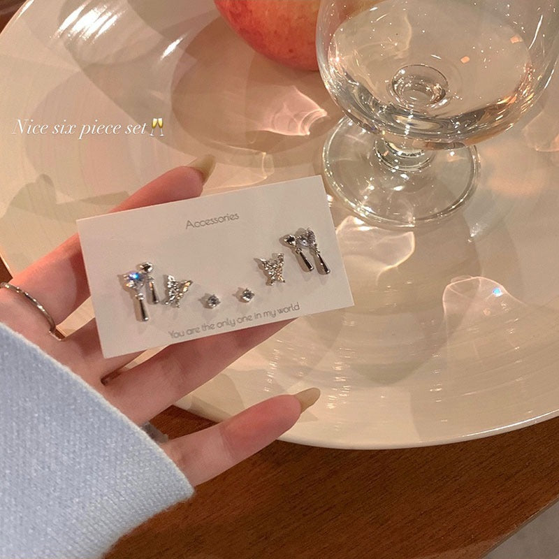 Boucles d'oreilles 6 pièces en forme de papillon liquide, design d'intérêt particulier