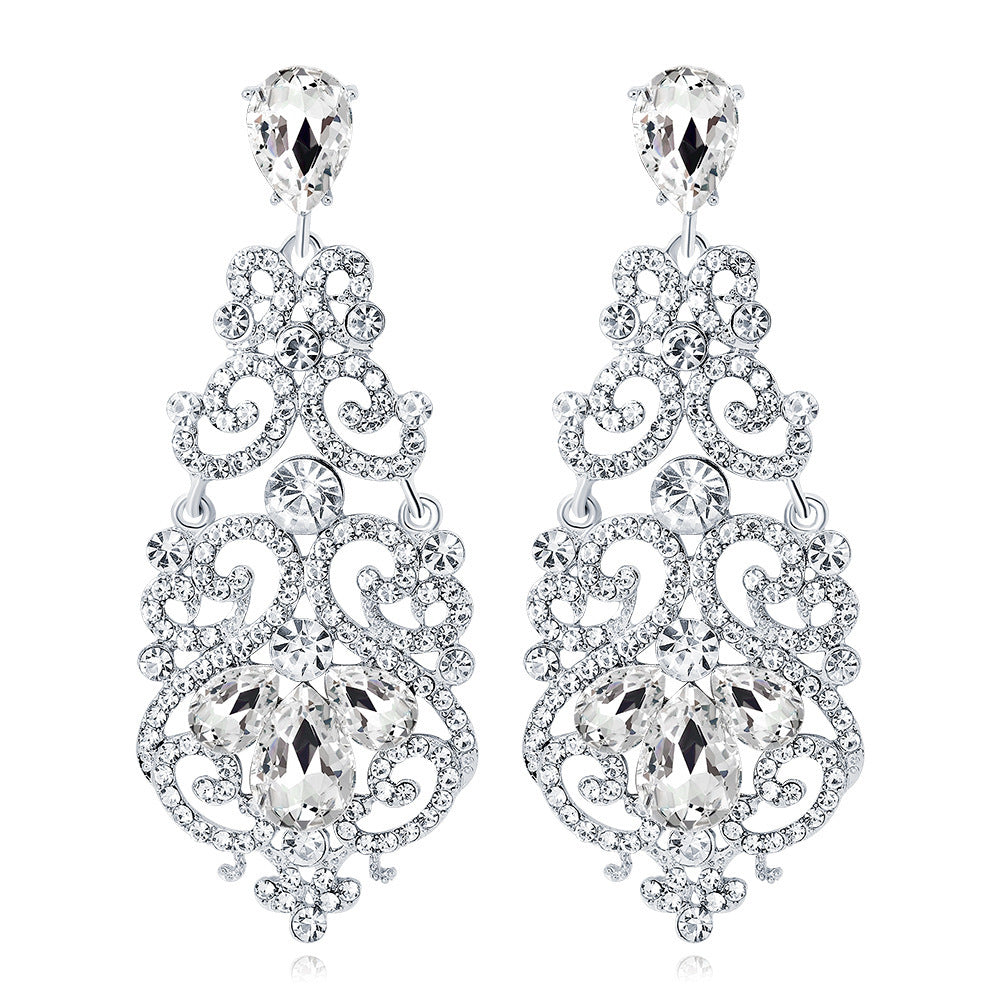 Women's Fashionable Alloy Diamond Crystal Earrings