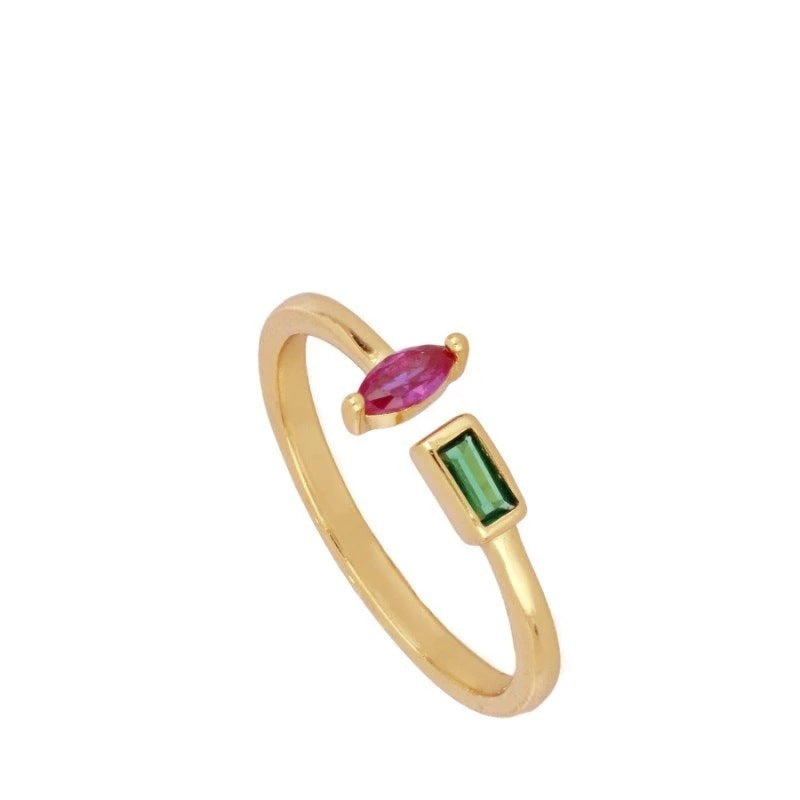 Bague Zircon Colorée Design Simplicité Créative