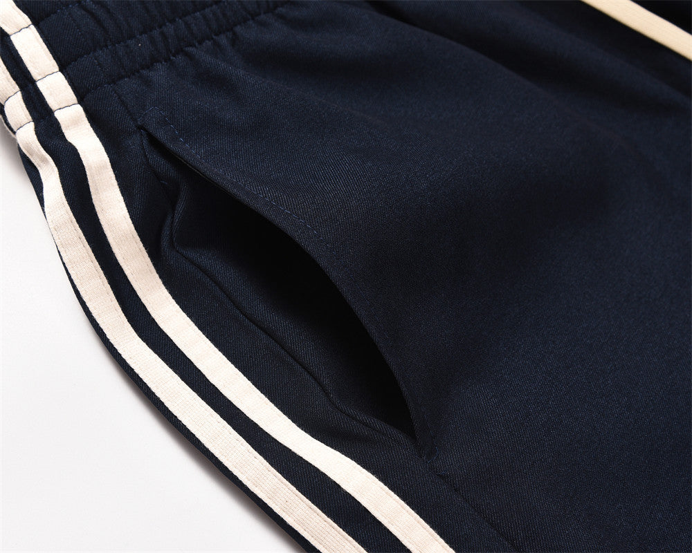 Men's Loose Color Contrast Patchwork Side Striped Sports Straight Trousers