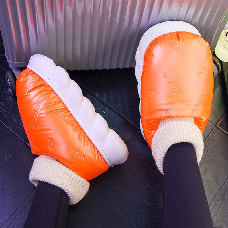 Pantoufles en coton et velours de pain, chaussures imperméables et chaudes pour la maison, pour couples