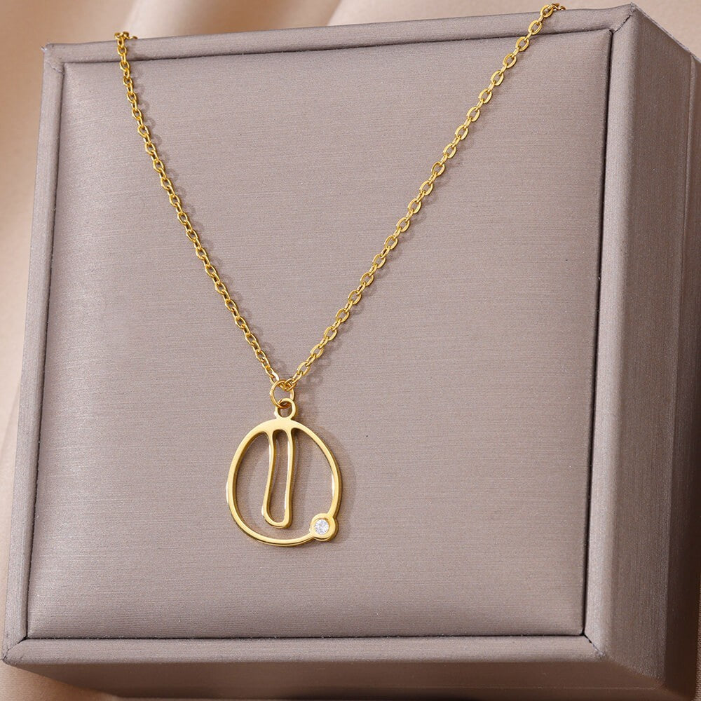 Collier avec pendentif en forme de lettre creuse Simple pour filles, ornement en acier inoxydable