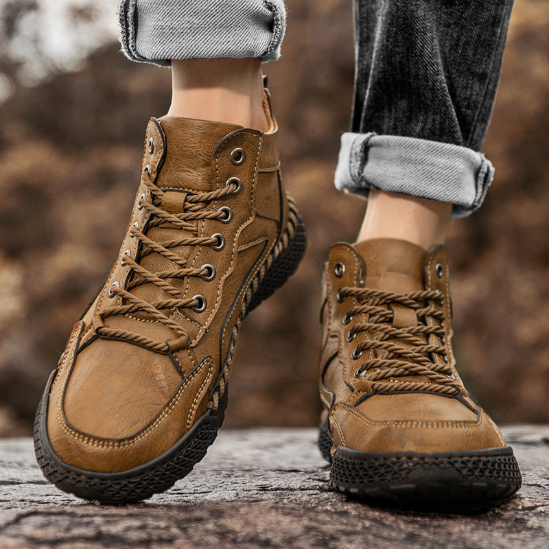 Zapatos de cuero de caña alta con aislamiento de felpa de invierno