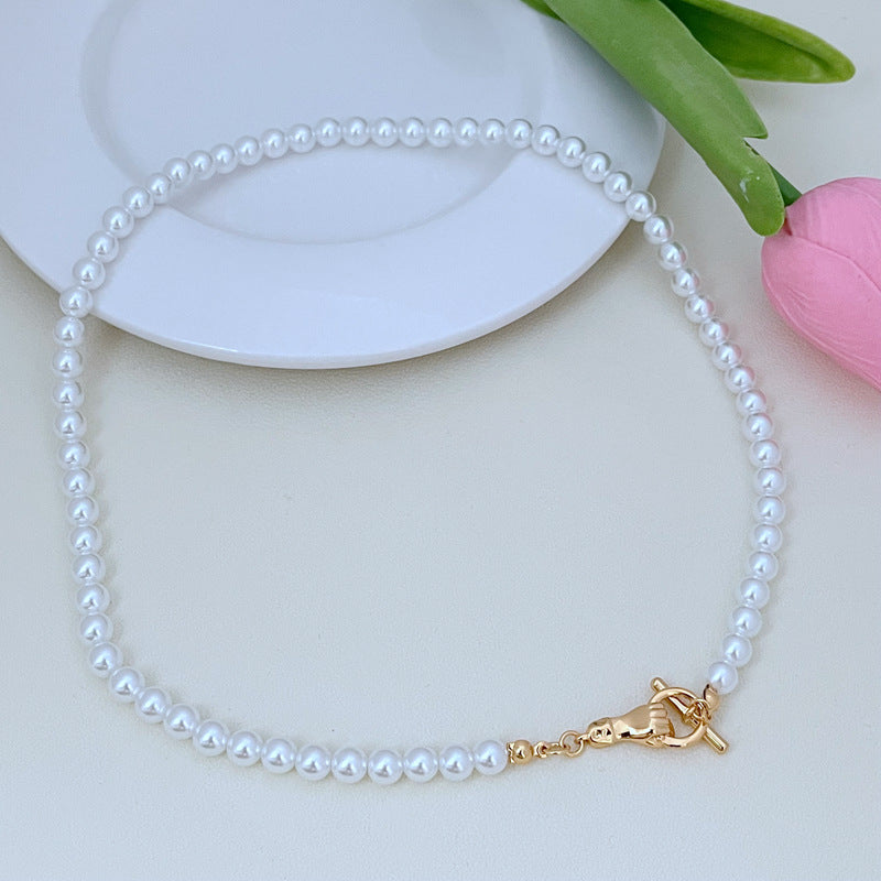 Special-interest Design Handle TO Buckle Clavicle Chain Exquisite Temperament Pearl Bracelet Necklace