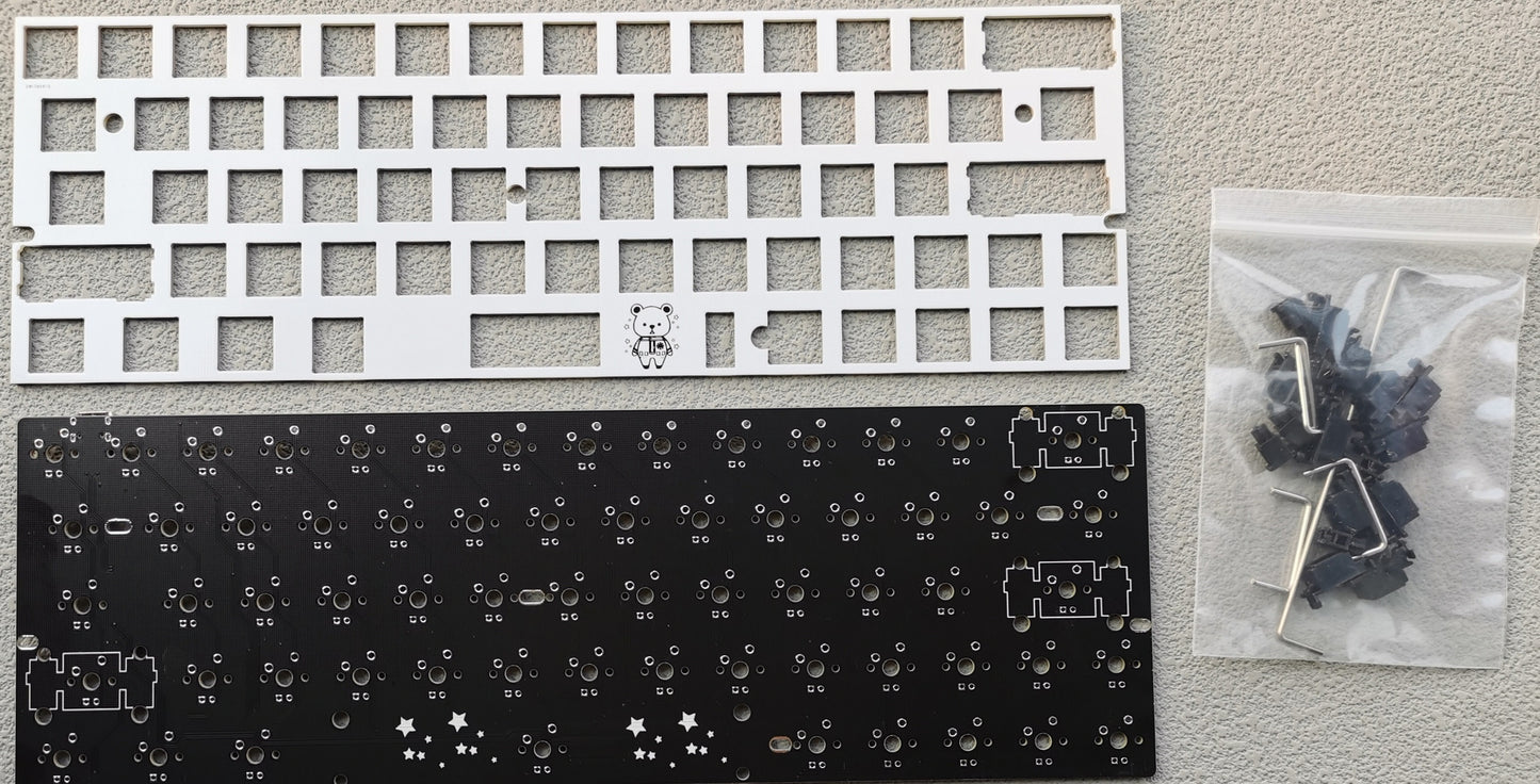 Kit de clavier mécanique personnalisé, plaque de positionnement gauche 64 en Fiber de verre, lumière inférieure RVB