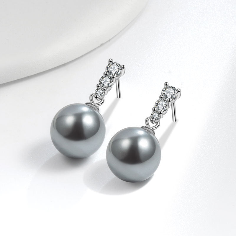 Petites boucles d'oreilles en perles de diamant brillantes pour femmes